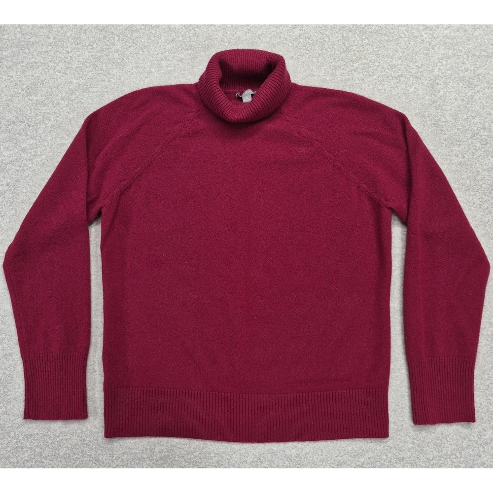 Vintage Ann Taylor 100% Cashmere Sweater Womens XL Burgundy Red Turtleneck